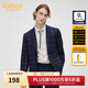 卡賓男裝西裝外套格紋氣質(zhì)毛呢西服修身C 藏青色97 52/180/XL