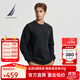 諾帝卡（NAUTICA）男裝秋冬棉紡磨毛加絨柔軟舒適簡(jiǎn)約休閑圓領(lǐng)衛衣男KE4402 0TB黑色 L