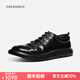 dreambox鈞博vibram英倫黑色休閑皮鞋馬皮純手工男士鞋子平底男鞋 暗黑色 39
