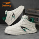德?tīng)柣荩―EERWAY）男鞋子男2025秋冬季板鞋男士厚底小白鞋男鞋高幫板鞋透氣休閑鞋 白綠 【單鞋】 42