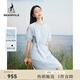 beanpole【度假連衣裙】濱波  春夏新款女士泡泡紗面料圓領(lǐng)短袖連衣裙 天藍色 S 160/84A