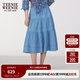 Teenie Weenie小熊女裝牛仔半身裙2025夏季新款復古長(cháng)裙丹寧蛋糕裙 淺藍色 S