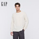 蓋璞（GAP）男女裝2025秋季新款LOGO華夫格長(cháng)袖T恤休閑常規上衣美版 米色 S 美碼 M亞洲碼175/92A