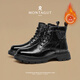 夢(mèng)特嬌（MONTAGUT）馬丁靴男靴子頭層牛皮冬季加絨保暖高端棉靴英倫風(fēng)高幫工裝靴