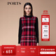 PORTS寶姿秋冬新品女裝長(cháng)袖拼色方格針織連衣裙SM9K207NZF009 傾慕紅混色 S