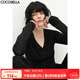 COCOBELLA前后兩穿領(lǐng)型滿天星亮片針織衫女秋時(shí)尚V領(lǐng)打底衫TS642 黑色 L