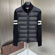 蒙口萌可oncler冬季外套服白鴨絨針織拼接立領(lǐng)男女休閑保暖外套 黑色 3XL