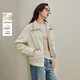 茵曼（INMAN）茵曼休閑毛織領(lǐng)拼接外套2025秋女裝新款假兩件夾克 杏仁白 S