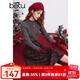 百圖betu女裝冬季新款半身裙高腰顯瘦裙子格子毛呢A字半裙2412T20 磚紅 L