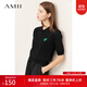 AMII女裝2025夏季新款POLO領(lǐng)公主袖法式刺繡針織衫桃心繡花 黑色 M 160/84A