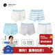 Q21小海綿內褲兒童男女童寶寶透氣抑菌不夾屁屁平角短褲 男平角-藍條奶白璃藍米色巖灰 5條 110 建議體重31-36斤