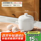 洛威家用純白色陶瓷雙蓋燉盅蒸鍋內(nèi)膽隔水燉專用燕窩盅煨湯瓦罐碗燉罐 純白雙耳燉盅中號可蒸3-4個雞蛋