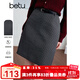 百圖betu女裝2025春季新款半身裙時(shí)尚小波點(diǎn)高腰直筒裙子女2501T53 灰色 M