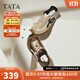 他她（TATA）女鞋2025年秋季德訓鞋休閑阿甘鞋女運動(dòng)鞋新款GTX01CM5 杏/米白/黑 37