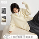 對白復古設計感翻領(lǐng)毛衣開(kāi)衫女2025秋季新款雙拉鏈慵懶針織衫外套 奶油米 S