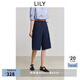 LILY2025夏新款女裝復古棉麻寬松休閑百搭原色闊腿牛仔褲七分褲 412藏藍 M
