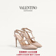 華倫天奴VALENTINO女士 ROCKSTUD 漆皮鉚釘高跟鞋 裸粉色 38.5
