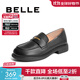百麗（Belle）羊皮簡(jiǎn)約上班樂(lè )福鞋女通勤平跟百搭單鞋B1983CM4預售 黑色 39 (245mm)