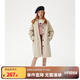 ELLE KIDS童裝 插肩袖寬松長(zhǎng)款風(fēng)衣女童春秋裝新款英倫風(fēng)百搭外套 卡其色 150