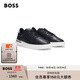 BOSS博斯男士品牌標(biāo)識(shí)皮革鞋面系帶杯底運(yùn)動(dòng)鞋 464-藍(lán)黑色 41
