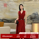 EP雅瑩高端系列 優(yōu)雅褶藝收腰散擺連衣裙無(wú)袖背心裙 秋裝商場(chǎng)同款4102A 紅色 S