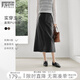 對白咖色PU皮革直筒半身裙女2025秋季新款氣質(zhì)開(kāi)叉顯瘦中長(cháng)款皮裙 靜謐黑 L