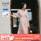水云間v領(lǐng)粉色薄紗連衣裙女中長(cháng)款收腰裙子燈籠袖蛋糕裙2025夏款 淺粉花 L
