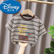 迪士尼（Disney）2025夏裝寶寶復古上衣5兒童體恤衫小童潮牌卡通條紋短袖T恤男女童 卡其色 100