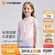 moodytiger兒童冰皮衣夏季男童防曬服涼感透氣薄款女童防曬衣撞色防蚊皮膚衣 粉晶色|修身款,建議拍大一碼 120 cm