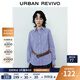 UR2025秋季新款女裝簡(jiǎn)約通勤字母撞色格紋開(kāi)襟襯衫UYY250081 深藍(lán)色格子 M