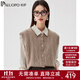 帕羅（PALUOPO）100%山羊絨衫女秋冬厚款馬甲背心圓領(lǐng)絞花開(kāi)衫毛衣無(wú)袖針織保暖 深燕麥 M 160/100