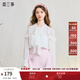 兩三事云煙成霧 2025夏季新款甜美拼布荷葉邊長(cháng)袖白色上衣女寬松 白色 S