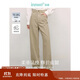 茵曼簡(jiǎn)約通勤闊腿直筒長(cháng)褲夏秋女裝高腰顯瘦寬松休閑褲子 淺卡其 28 