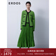 ERDOS 圓領(lǐng)復(fù)古小香風(fēng)翻花外套手工刺繡紐扣針織女開衫羊絨衫 苔蘚綠 L 165/88A