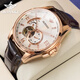 歐品客手表男機械表男士手表全自動(dòng)多功能雙歷夜光防水瑞士認證高檔手表 【進(jìn)口機芯】棕皮玫殼白面男 41