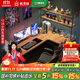 鐵元帥實(shí)木電腦桌L型書(shū)桌書(shū)架組合電腦臺式一體桌轉角拐角學(xué)習寫(xiě)字臺 豪華版單桌長(cháng)140拐角120厚5cm
