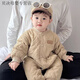 儷韻小屋（LiYunHouSe）嬰兒衣服冬裝保暖男寶寶加棉連體衣秋冬季嬰幼兒滿(mǎn)月冬天外出棉服 咖灰色 36cm 66