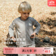white wheat2025新款秋季兒童T恤女童長(cháng)袖打底衫男童純棉拼色上衣寶寶T恤衫 灰色 100