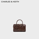 CHARLES&KEITH25冬季新品多背法鏈條手提包波士頓包新年禮物送女友CK2-30151559 Distressed Coffee咖啡色 S