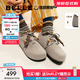 百麗（Belle）厚底松果吐司2代勃肯鞋女25秋新商場(chǎng)款串珠休閑鞋E1J1DCM5預售 灰色 37 (235mm)