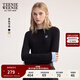 Teenie Weenie小熊女裝T恤2025秋季新款簡(jiǎn)約線(xiàn)條撞色拼接長(cháng)袖上衣 黑色 M