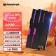 宏碁掠奪者（PREDATOR）48G(24G×2)套裝 DDR5 6000頻率 臺式機內存條 Hermes冰刃系列 RGB燈條(C28) 石耀黑 AI電腦配件
