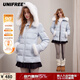 UNIFREE25年冬季羽絨服90絨修身短款輕薄連帽羽絨服外套帶毛領(lǐng)袖口毛圈 藍色 S