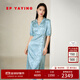 EP雅瑩桑蠶絲暗紋提花茶歇裙國(guó)風(fēng)新中式連衣裙 商場(chǎng)同款4637A 綠色 L