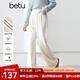 百圖betu女裝冬季新款休閑褲高腰顯瘦燈芯絨闊腿褲褲子女2410T84 米白 L