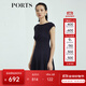 PORTS寶姿商場(chǎng)同款新品女裝氣質(zhì)純色修身短袖連衣裙LL8N021RWE005 丈青 M (6)