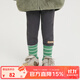 papa爬爬秋冬兒童打底褲男女童褲子彈力休閑百搭拼接撞色 深灰 90 cm