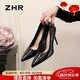 ZHR高跟鞋女純色鏡面細跟單鞋優(yōu)雅法式性感女鞋尖頭工作鞋IE06黑色37