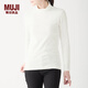 無(wú)印良品 MUJI 女式 彈力羅紋編織 高領(lǐng)T恤 W9AB861 米白色 L