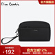 皮爾卡丹（PIERRE CARDIN）男士手包休閑大容量手拿包帆布手機包拉鏈輕便長(cháng)款男士包手抓包 黑色【字母款】